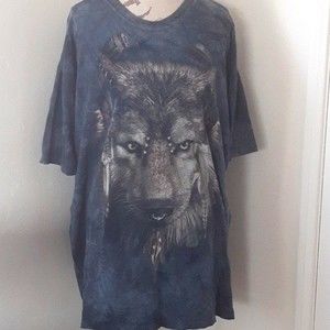 The Mountain Wolf Graphic T Shirt 2XL Blue
